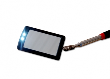 Telescopic mirror with LED lighting